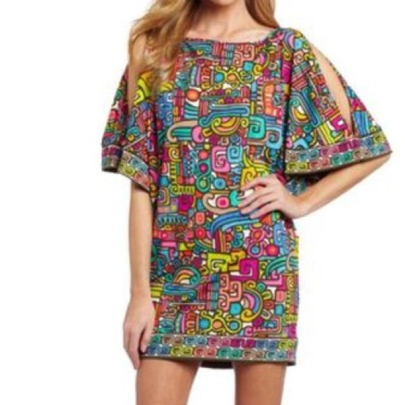 Trina Turk Maya Split Kimono Jersey Tunic Swimsuit Cover Up Tunic Dress Size S